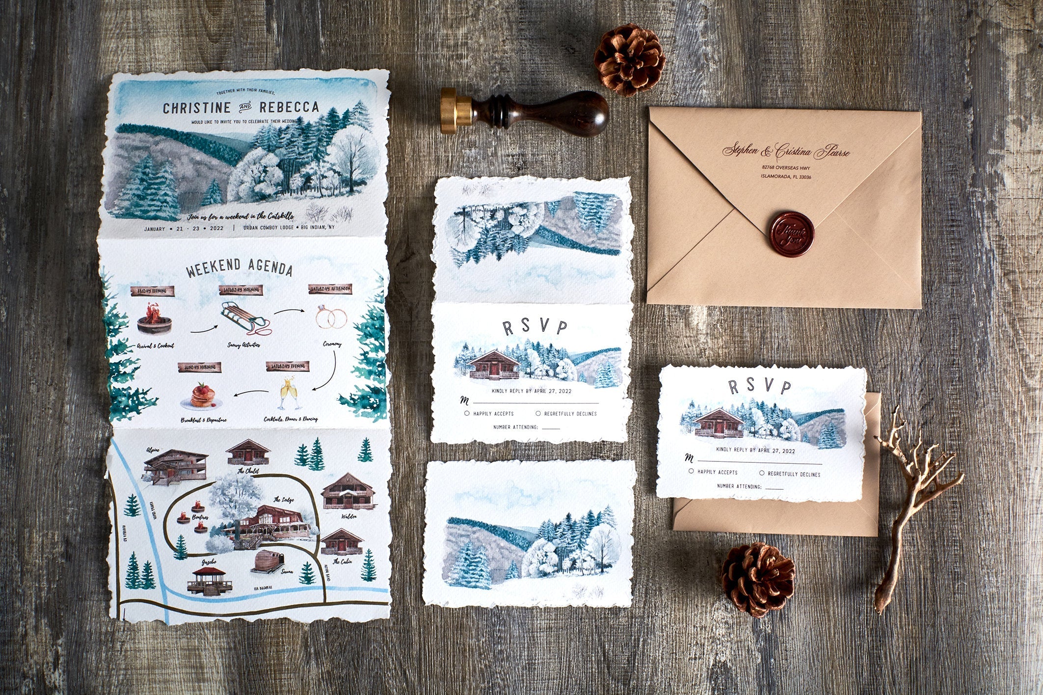 Winter Wedding Invitations Wedding Invite and Map Sweet Dates Prints