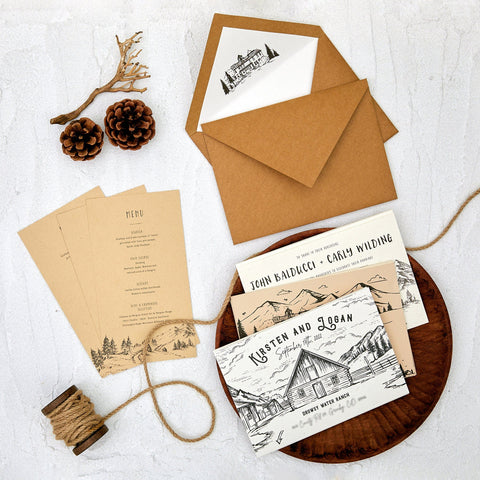 Tri Fold Wedding Invitation | Barn Fold Invitation| Sweet Dates Prints