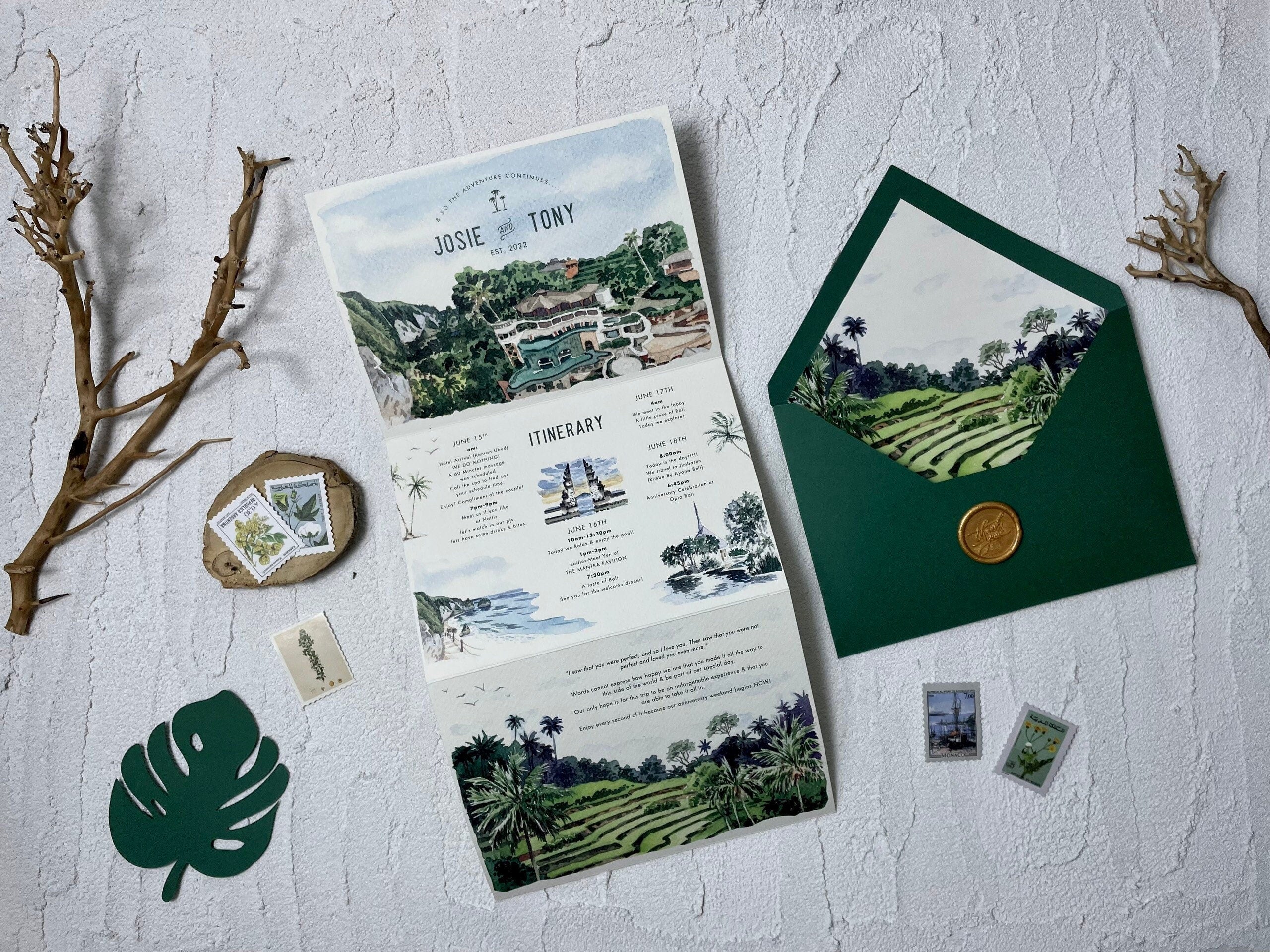 Wedding Invitation Unique Quadfold Invitation Sweet Dates Prints