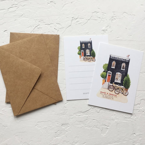 House Illustration Change of Address Card, Set of 50 A6 Cards with Envelopes - House Warming Invitation Card | House Address Card| Sweet Dates Prints