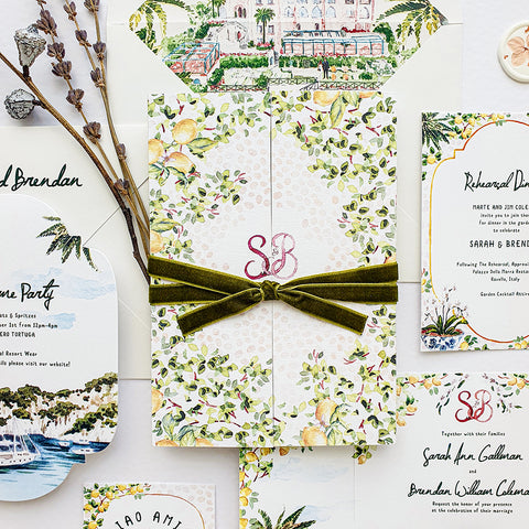Hand-Painted Amalfi Romantic Wedding Invitation 106