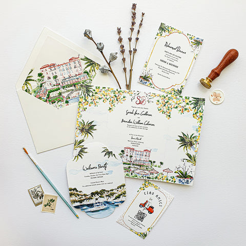 Hand-Painted Amalfi Romantic Wedding Invitation 106