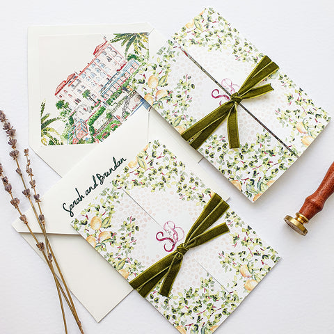 Hand-Painted Amalfi Romantic Wedding Invitation 106