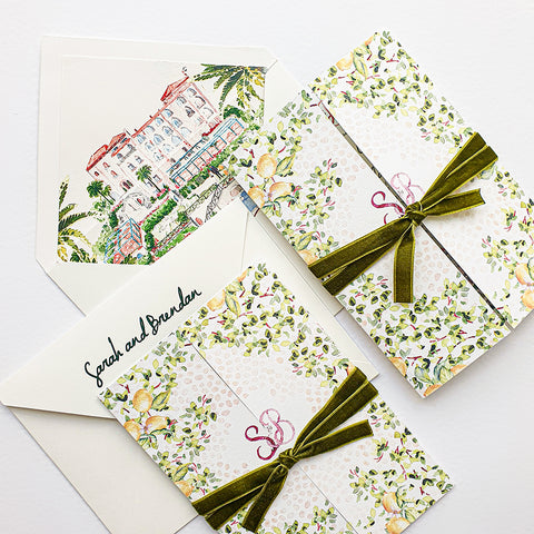 Hand-Painted Amalfi Romantic Wedding Invitation 106