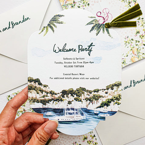 Hand-Painted Amalfi Romantic Wedding Invitation 106