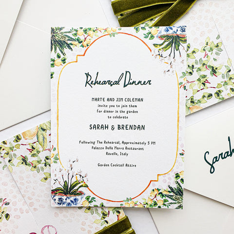 Hand-Painted Amalfi Romantic Wedding Invitation 106