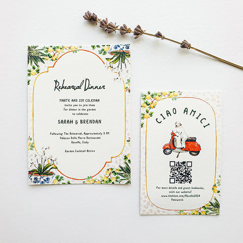 Hand-Painted Amalfi Romantic Wedding Invitation 106