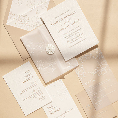 Elegant Orchid Embossed Wedding Invitation Suite 95