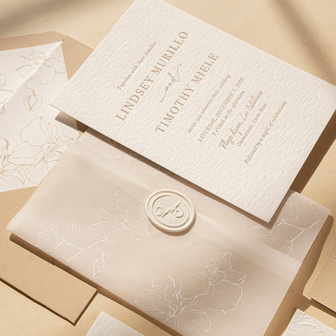 Elegant Orchid Embossed Wedding Invitation Suite 94