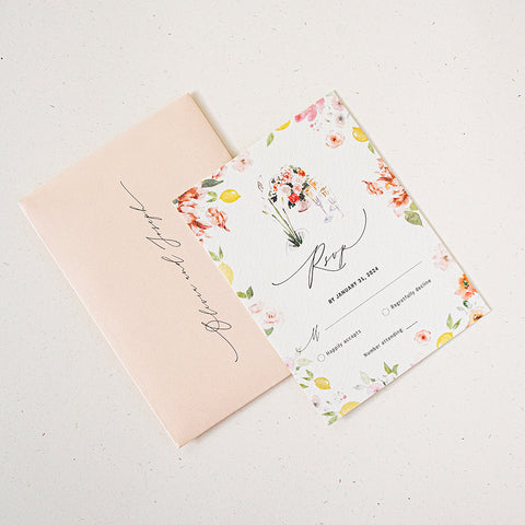 Hand-Painted Amalfi Romantic Wedding Invitation 106