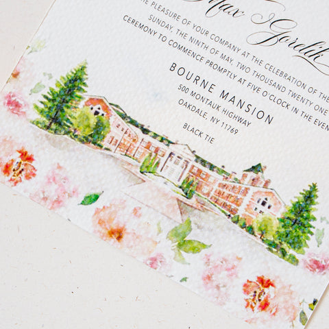 Minimal Floral Wedding Invitation-Venue Invitation| Sweet Dates Prints