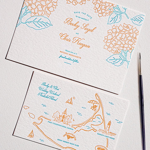 Vibrant Letterpress Wedding Invitation with Pocket Folder 97