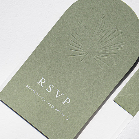 Elegant Sage Letterpress Wedding Invitation 94