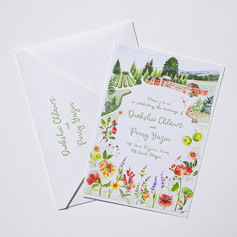 Floral Elegance Countryside Wedding Invitation 106