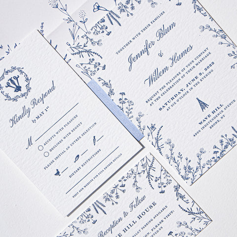 New England Garden Letterpress Wedding Invitation 91