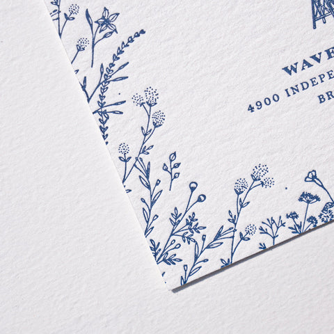 Blue Letterpress Wedding Invitation with Pocket Folder 96