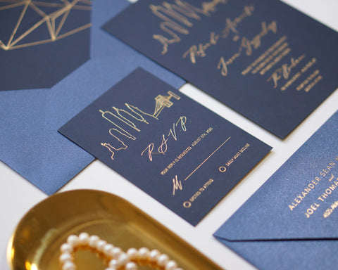 City Skyline Gold Foil Wedding Invitation 66