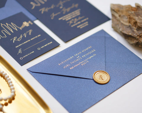 City Skyline Gold Foil Wedding Invitation 66