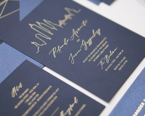 City Skyline Gold Foil Wedding Invitation 66