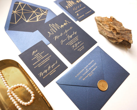 City Skyline Gold Foil Wedding Invitation 66