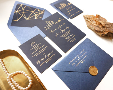 City Skyline Gold Foil Wedding Invitation 66