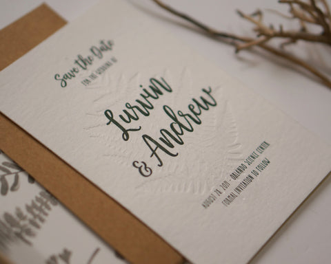 Letterpress Woodland Fern Modern Save The Dates 60