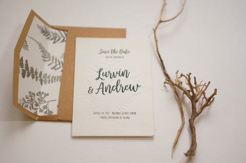 Letterpress Woodland Fern Modern Save The Dates 60