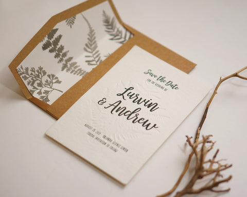 Letterpress Woodland Fern Modern Save The Dates 60