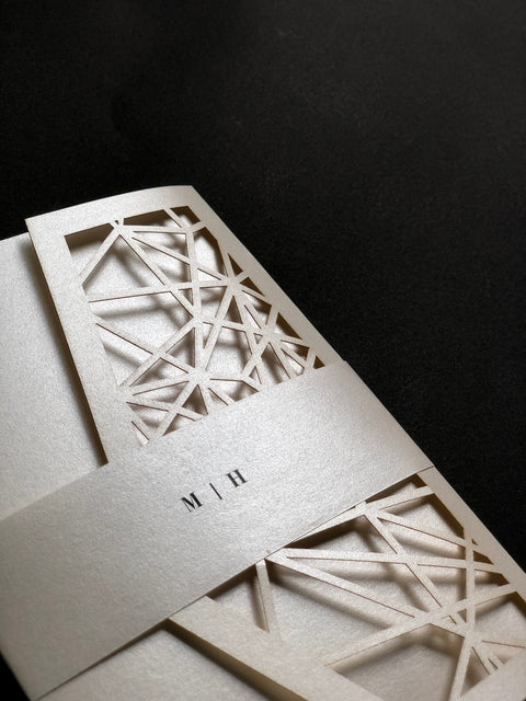 Sophisticated Laser Cut Pocket Folder Wedding Invitation 68 - SAMPLE