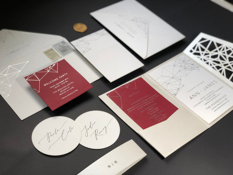 Sophisticated Laser Cut Pocket Folder Wedding Invitation 68 - SAMPLE
