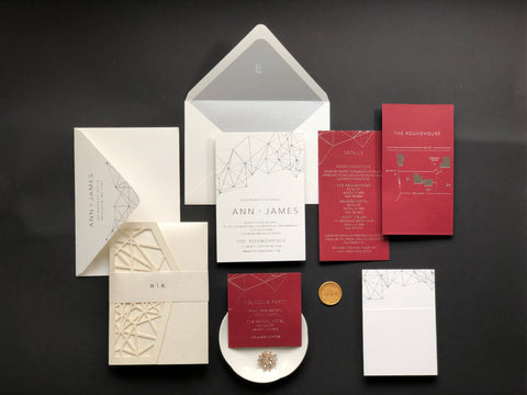 Sophisticated Laser Cut Pocket Folder Wedding Invitation 68 - SAMPLE