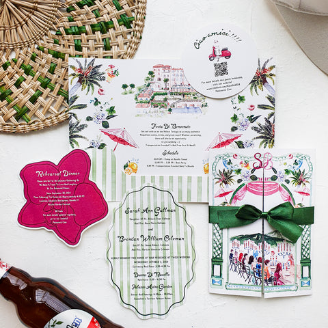 Hand-Painted Amalfi Romantic Wedding Invitation 106