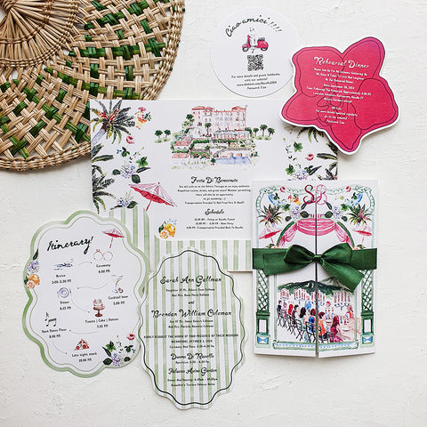 Hand-Painted Amalfi Romantic Wedding Invitation 106