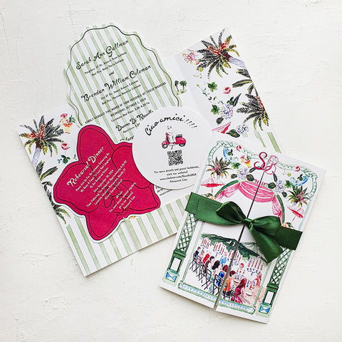 Hand-Painted Amalfi Romantic Wedding Invitation 106