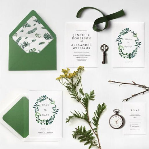 Botanical Fern Invite, Woodland Wedding Invitation,Wedding Invitation Card | Wedding Invitation | Sweet Dates Prints