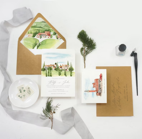 Custom Wedding Invitation | Illustration Invite | Sweet Dates Prints