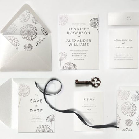 Silver Foil Dandelion Wedding Invitation 26