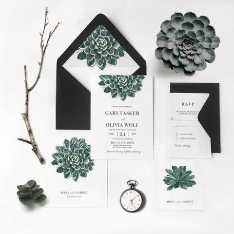 Desert Greenery Succulent Wedding Invitation