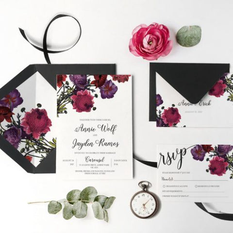 Burgundy Blush Floral Wedding Invitation 15, Boho Wedding Invitation |Floral Wedding Invitation| Sweet Dates Prints