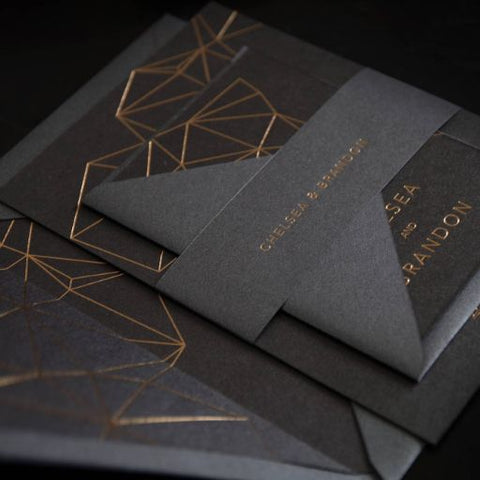 Gold Foil Modern Geometric Wedding Invitation 28 - Rose Gold Wedding Invite | Foil Wedding Invitation| Sweet Dates Prints