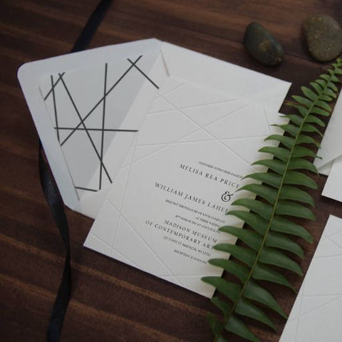 Blind Letterpress Geometric Modern Wedding Invitation 31,Wedding Invitations Envelope | Letter Invitation | Sweet Dates Prints