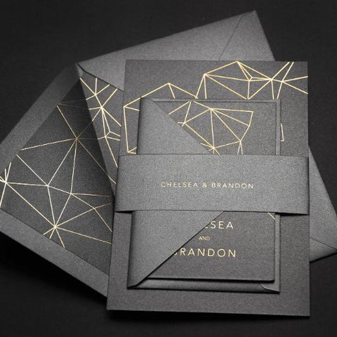 Gold Foil Modern Geometric Wedding Invitation 28 - Rose Gold Wedding Invite | Foil Wedding Invitation| Sweet Dates Prints