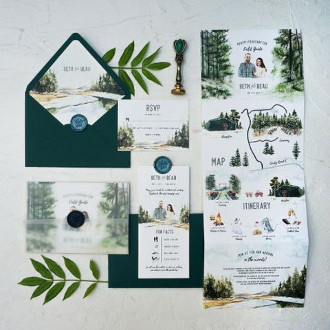 Custom Watercolor Weeding Weekend Intinerary Trifold Invitation 75 - DEPOSIT