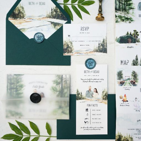 Custom Watercolor Weeding Weekend Intinerary Trifold Invitation 75 - DEPOSIT