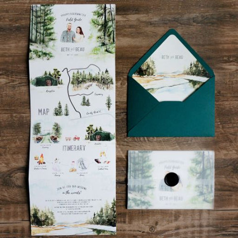 Custom Watercolor Weeding Weekend Intinerary Trifold Invitation 75 - DEPOSIT