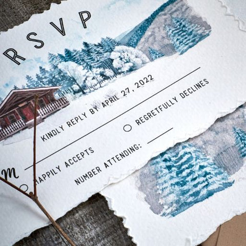 Winter Wedding Invitations |Wedding Invite and Map| Sweet Dates Prints
