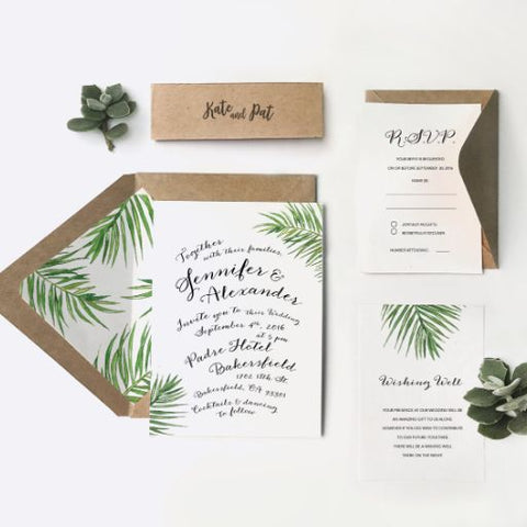 Printed Wedding Invitations | Tropical Invitation | Sweet Dates Prints
