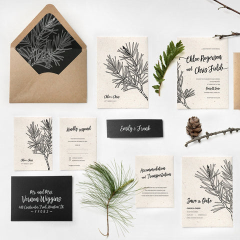 Forest Wedding Invites | Winter Wedding Invitation| Sweet Dates Prints