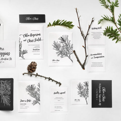 Forest Wedding Invites | Winter Wedding Invitation| Sweet Dates Prints