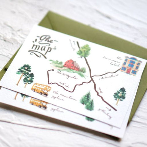 Wedding Envelope Addressing | Illustration Map | Sweet Dates Prints